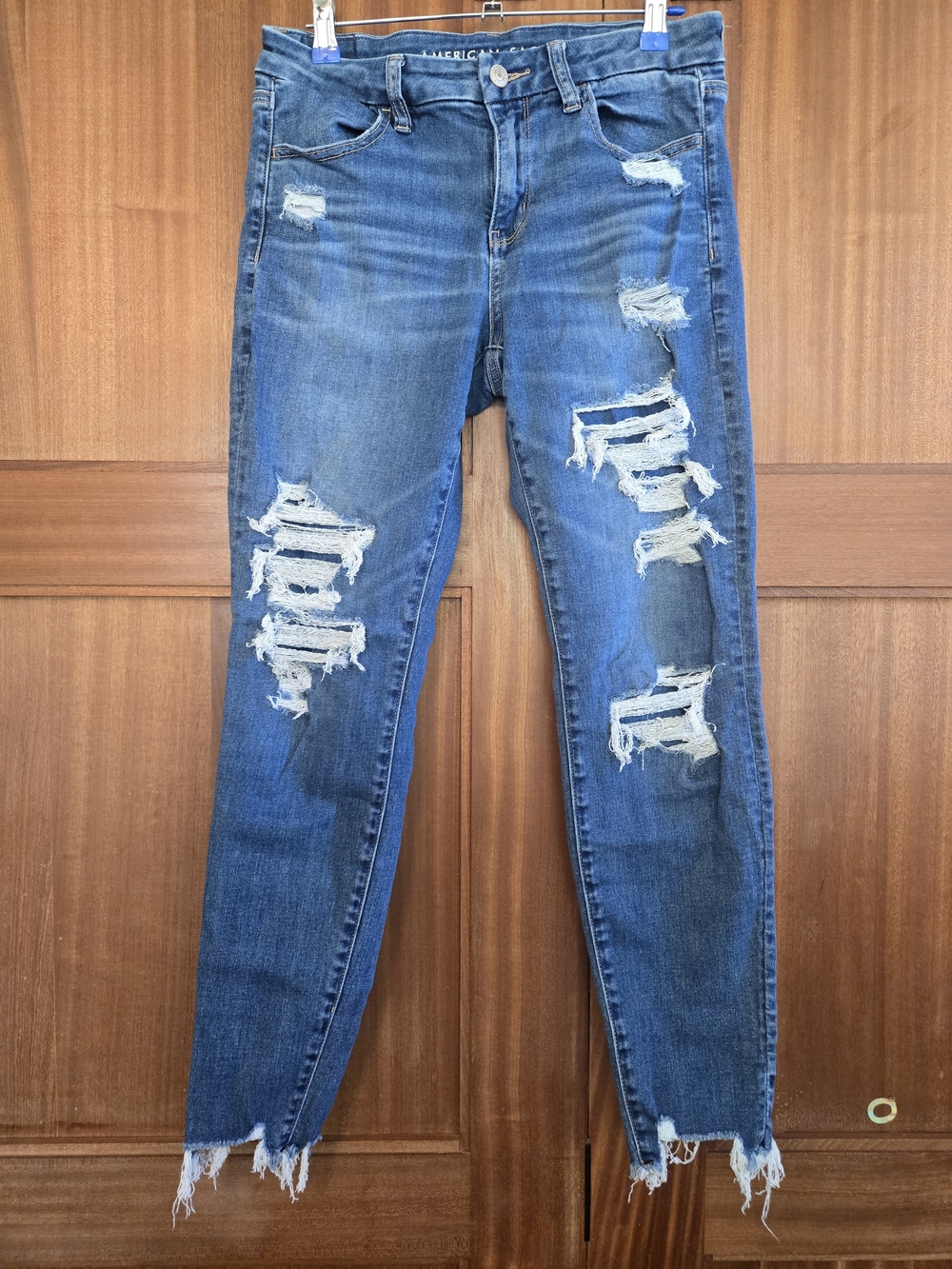 American Eagle Outfitters Distressed Blue Skinny Jeans